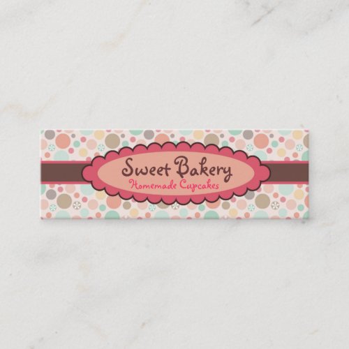 Polka Dots Strawberry Cupcake Mini Business Cards