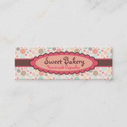 Customizable Polka Dots Strawberry Cupcake Mini Business Cards
