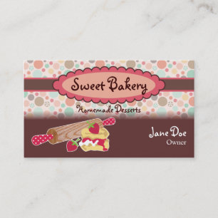 Polka Dots Strawberry Scone Business Cards