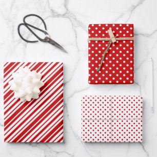 Polka Dots & Stripes Christmas Wrapping Paper Sheets
