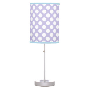 Polka Dots Table Lamp - White on Lavender