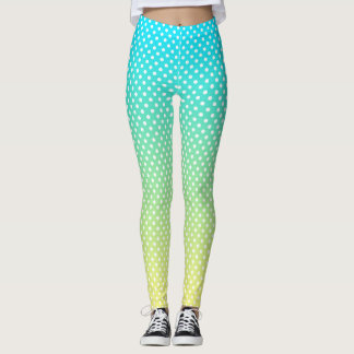 Polka Dots Teal Yellow Gradient Leggings