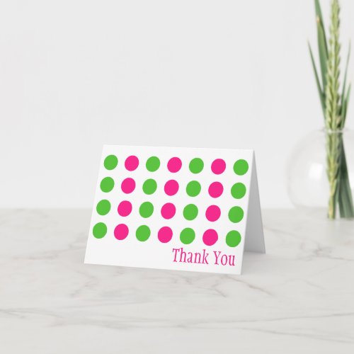 Polka Dots Thank You Cards Hot Pink  Lime Green