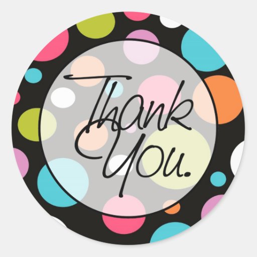 Polka Dots | Thank You Classic Round Sticker | Zazzle