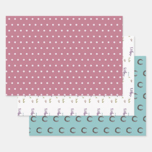 polka dots, the Esther club. horse shoes pink Wrapping Paper Sheets