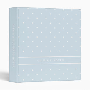 Polka Dots Trendy Pastel Blue and White 3 Ring Binder