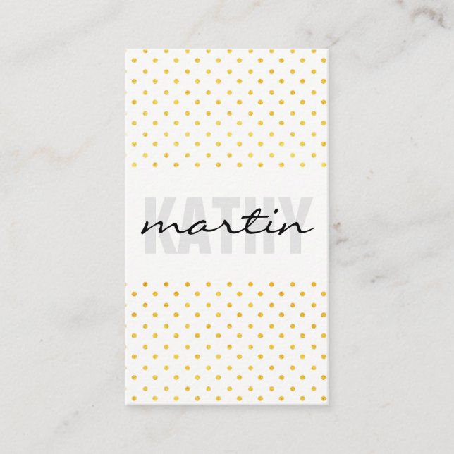Polka Dots / Trendy Text Overlay Business Card (Front)