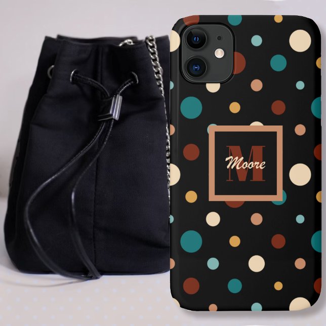 Polka Dots - Various Sizes Black - Fading Sun Hues Case-Mate iPhone Case (Polka Dots - Various Sizes Black - Fading Sun Hues Case-Mate iPhone Case by Leapfroglisics Shop)