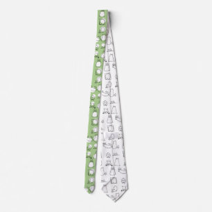 Polka dots w/ Cats doodle Neck Tie