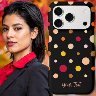 Polka Dots - Warm Colors on Black Phone Case