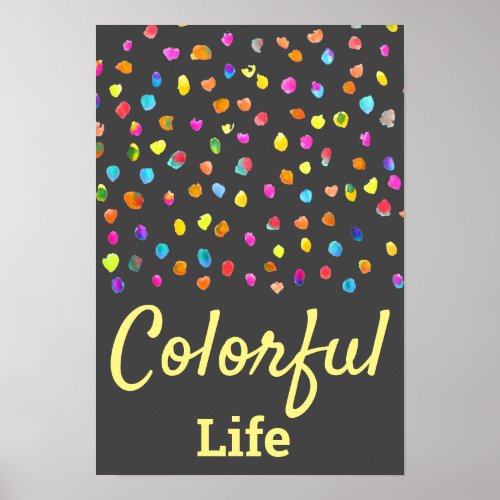 Polka dots watercolor boho pop art poster