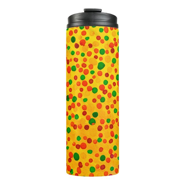 Polka dots watercolor seamless pattern thermal tumbler (Front)