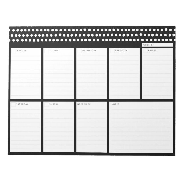 Polka Dots Weekly Desk Planner Notepad (Front)
