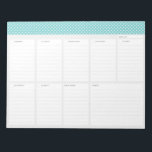 Polka Dots Weekly Desk Planner Notepad<br><div class="desc">This weekly planner has space to write your to-dos from Monday to Sunday,  and a place to write your notes and anything that pops up for next week. You can also use this as a shopping list or for school!</div>