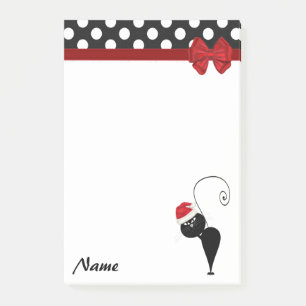 Polka dots whimsical funny Christmas cat monogram Post-it Notes