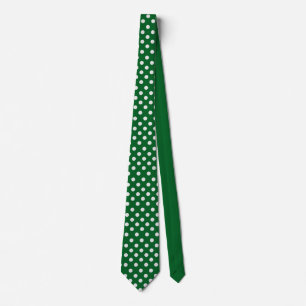 Polka dots white and forest green neck tie