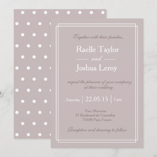 Polka dots white blush pink minimalist wedding invitation