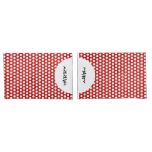 Polka Dots white & grid backside + your backgr. Pillow Case