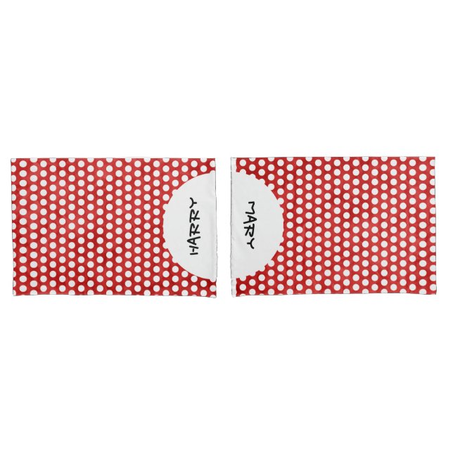 Polka Dots white & grid backside + your backgr. Pillow Case (Front-Set)