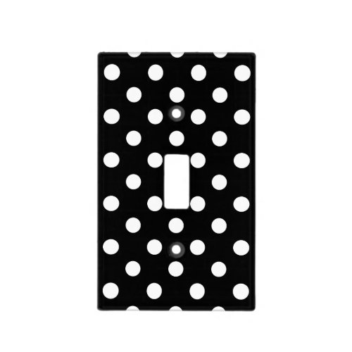 Polka Dots _ White on Black Light Switch Cover