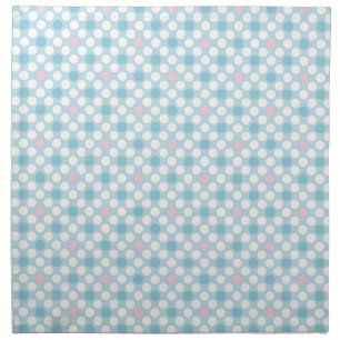 Polka dots white pink blue retro cloth napkin
