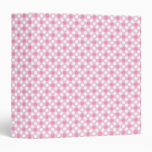 Polka dots white pink retro 3 ring binder