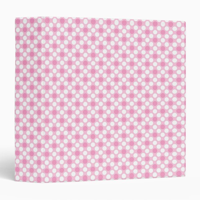 Polka dots white pink retro 3 ring binder (Front/Spine)
