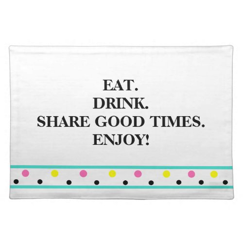 Polka Dots White Turquoise Stripe Cloth Placemat