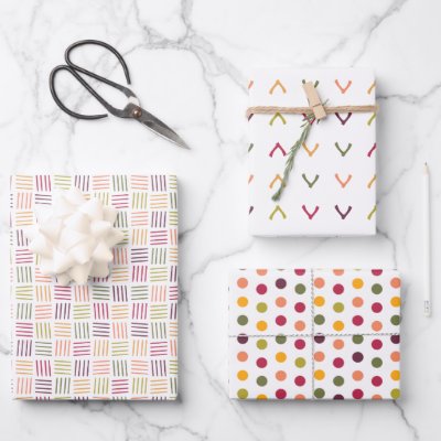 Polka Dots| Wishbones | Weaving lines -  Wrapping Paper Sheets