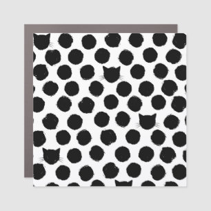 Polka Dots with Cat Faces: Playful Vintage. Car Magnet