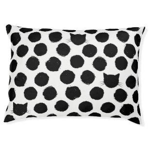 Polka Dots with Cat Faces: Playful Vintage. Pet Bed