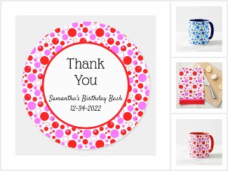 Polka Dots with Circles and Dots in Reds or Blues