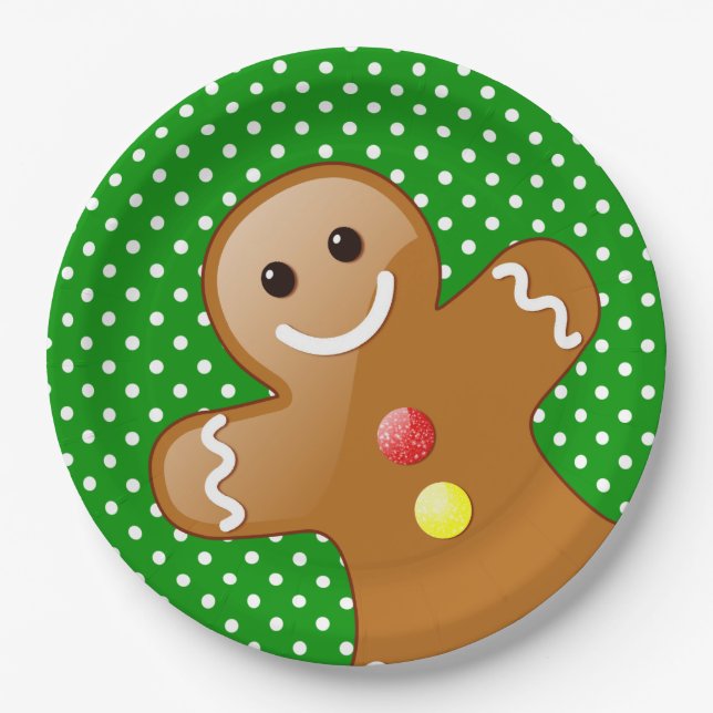 Polka Dots with Gingerbread Man Paper Plates (Front)