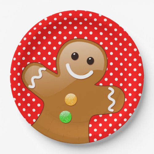 Polka Dots with Gingerbread Man Paper Plates