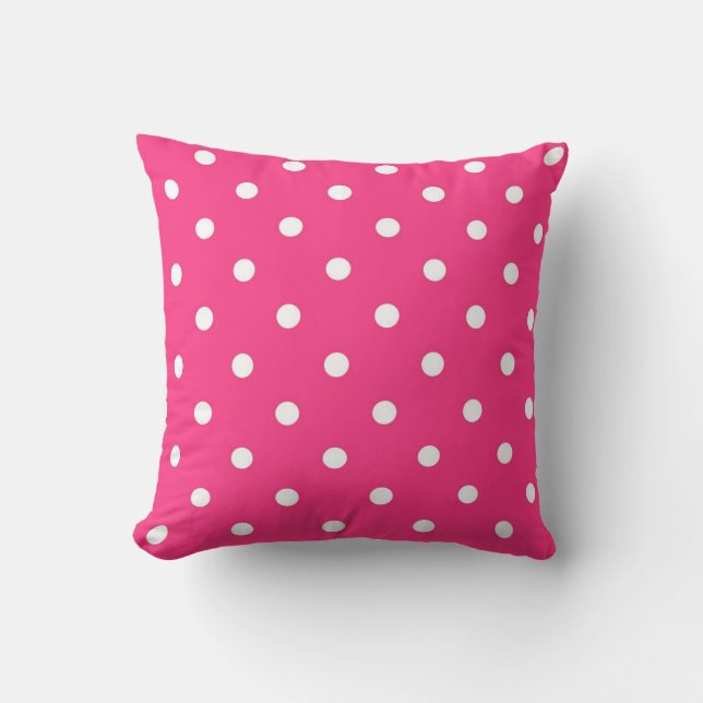 Polka Dots with Pink Throw Pillow (Front)