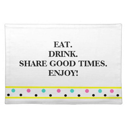 Polka Dots Yellow Pink Blue Cloth Placemat