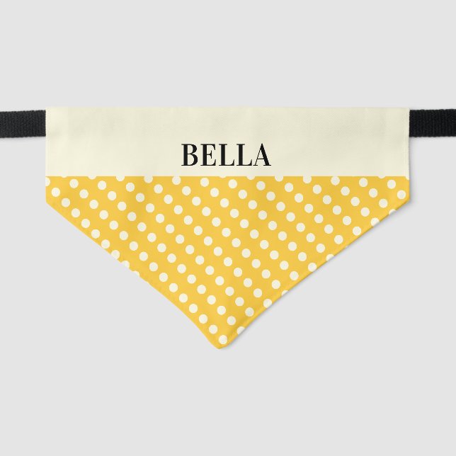 Polka Dots Yellow Retro Pattern Elegant Cool Dog Pet Bandana Collar (Front)