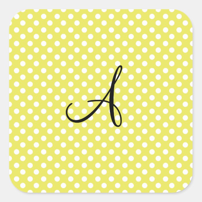 Polka dots yellow white monogram stickers