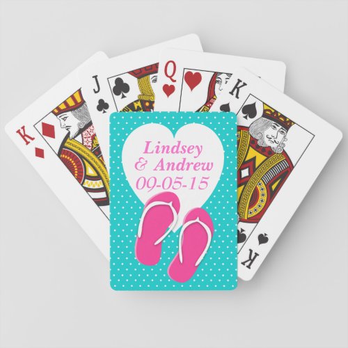 Polka dotsa and Flip Flops Heart Poker Cards