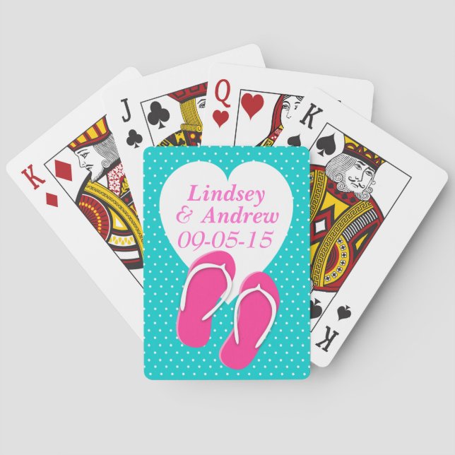 Polka dotsa and Flip Flops Heart Poker Cards (Back)