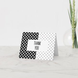 Polka-Dotted Black and White Color Block Thank You