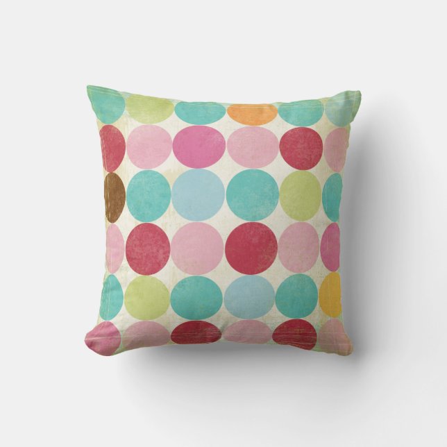 Polka dotted color throw pillow (Front)