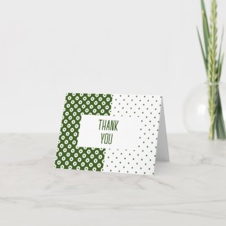 Polka-Dotted Green and White Color Block Thank You