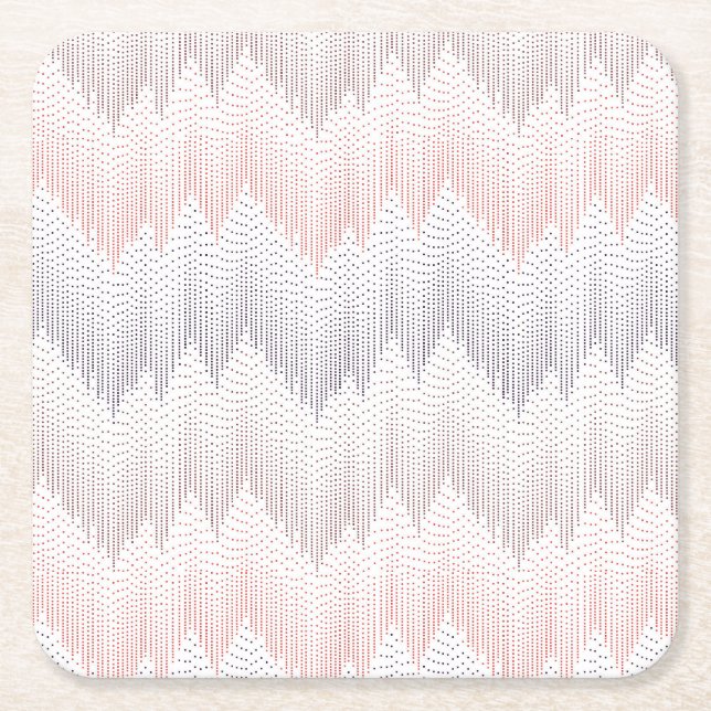 Polka Dotted Mountain Peak Pattern Square Paper Coaster (Front)
