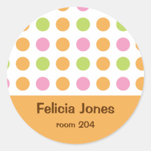 Polka Dotted Orange Book Label / Gift Tag Sticker