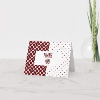 Polka-Dotted Red and White Color Block Thank You