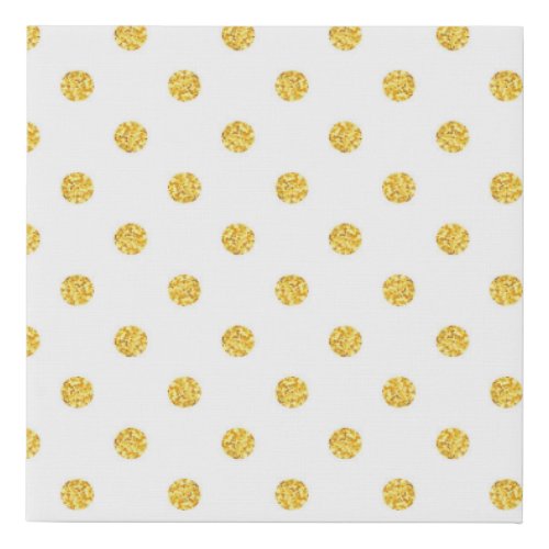 Polka Gold Glitter Dots Texture Faux Canvas Print