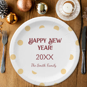 Polka gold New Year's Eve Party  Paper Plates