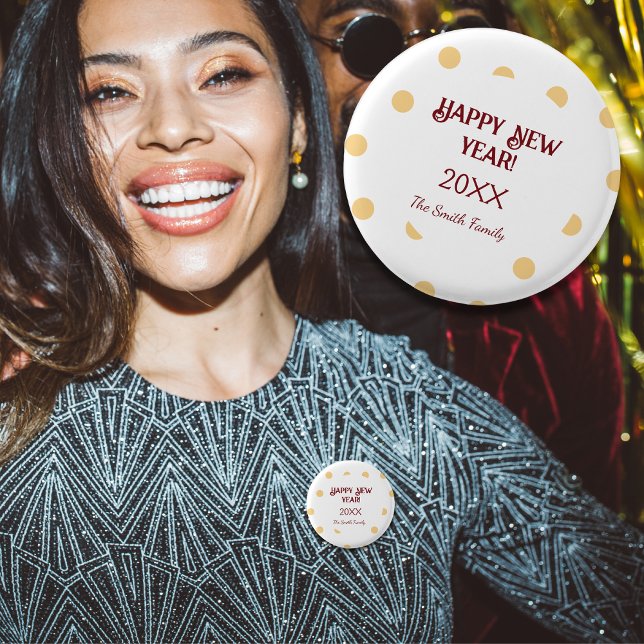 Polka gold New Year's Party Festive Celebration Button (Polka gold New Year's Party Festive Celebration Button)