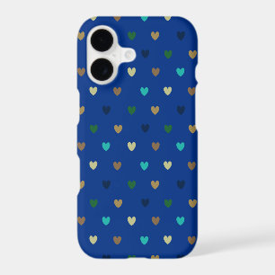 Polka hearts in peacock blue shades iPhone 17 case